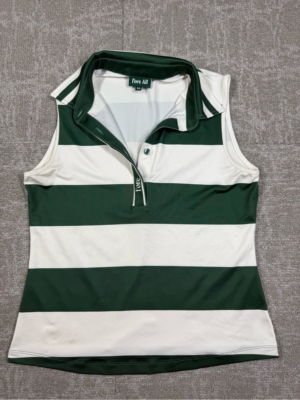 Fore All Club Moore Polo Green White Striped Women Size XS
